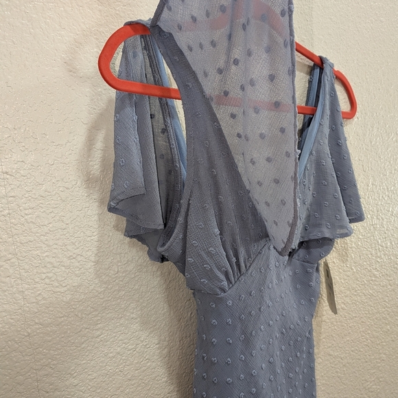 Swiss Dot Flutter Sleeve Mini Dress Altar’d State Blue NWT Size S Coquette Girly - Picture 3 of 9